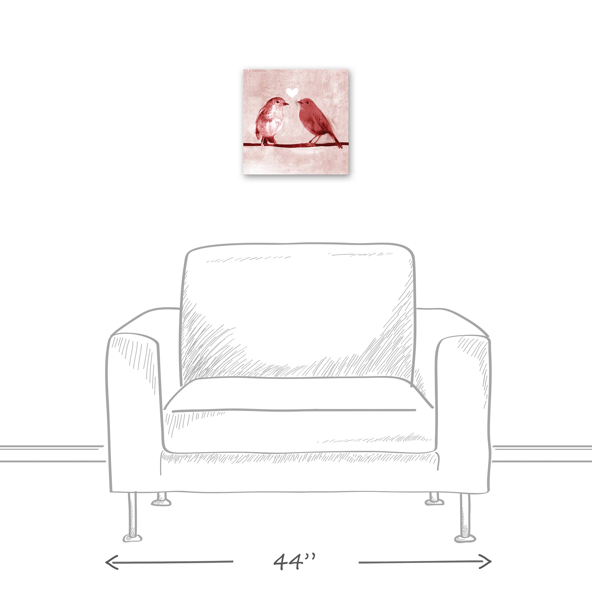 Pink Love Birds 12" x 12" Canvas Wall Art